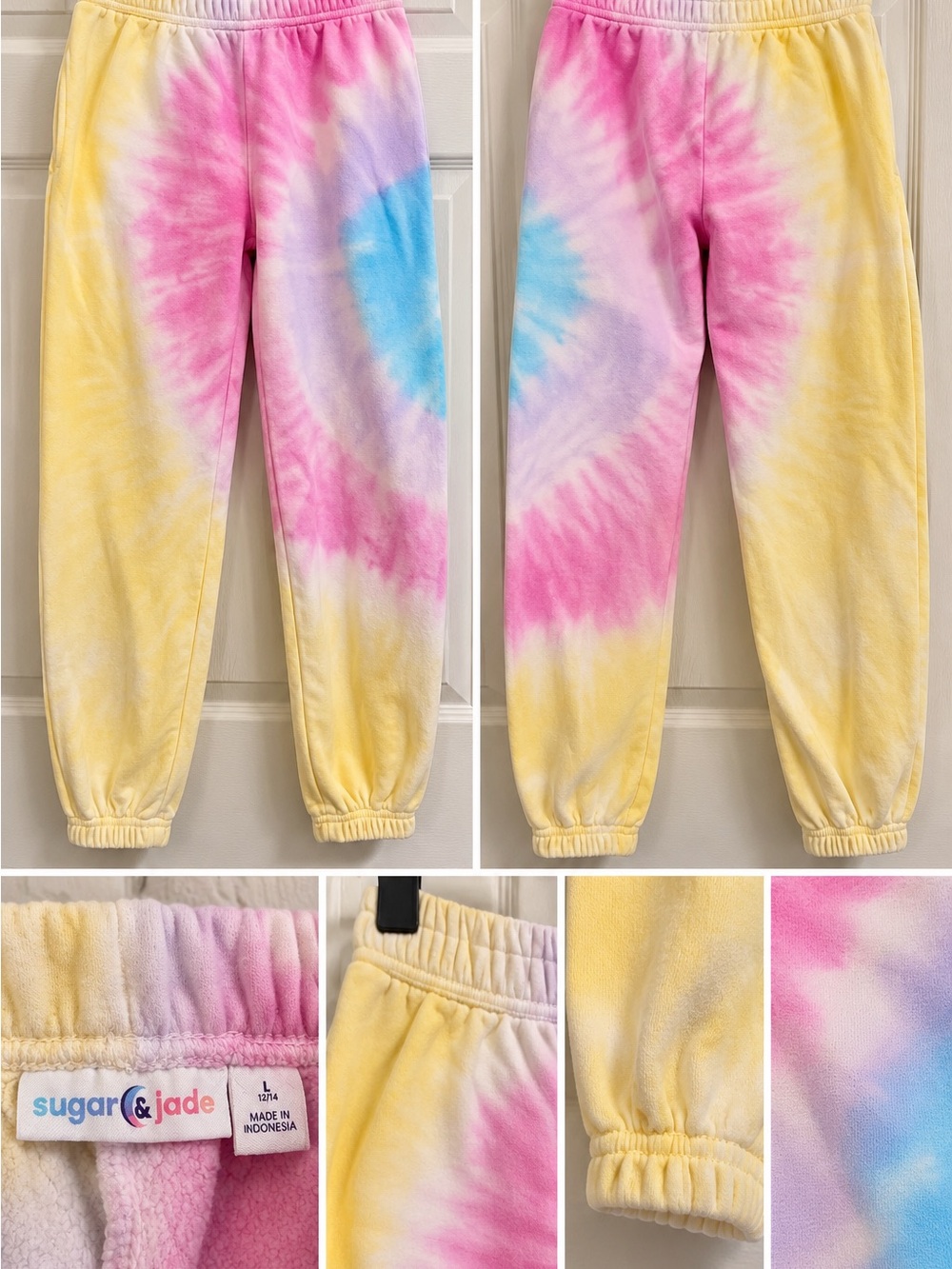 Sugar & Jade Girls Pastel Tie-Dye Jogger Sweatpants Size L 12/14